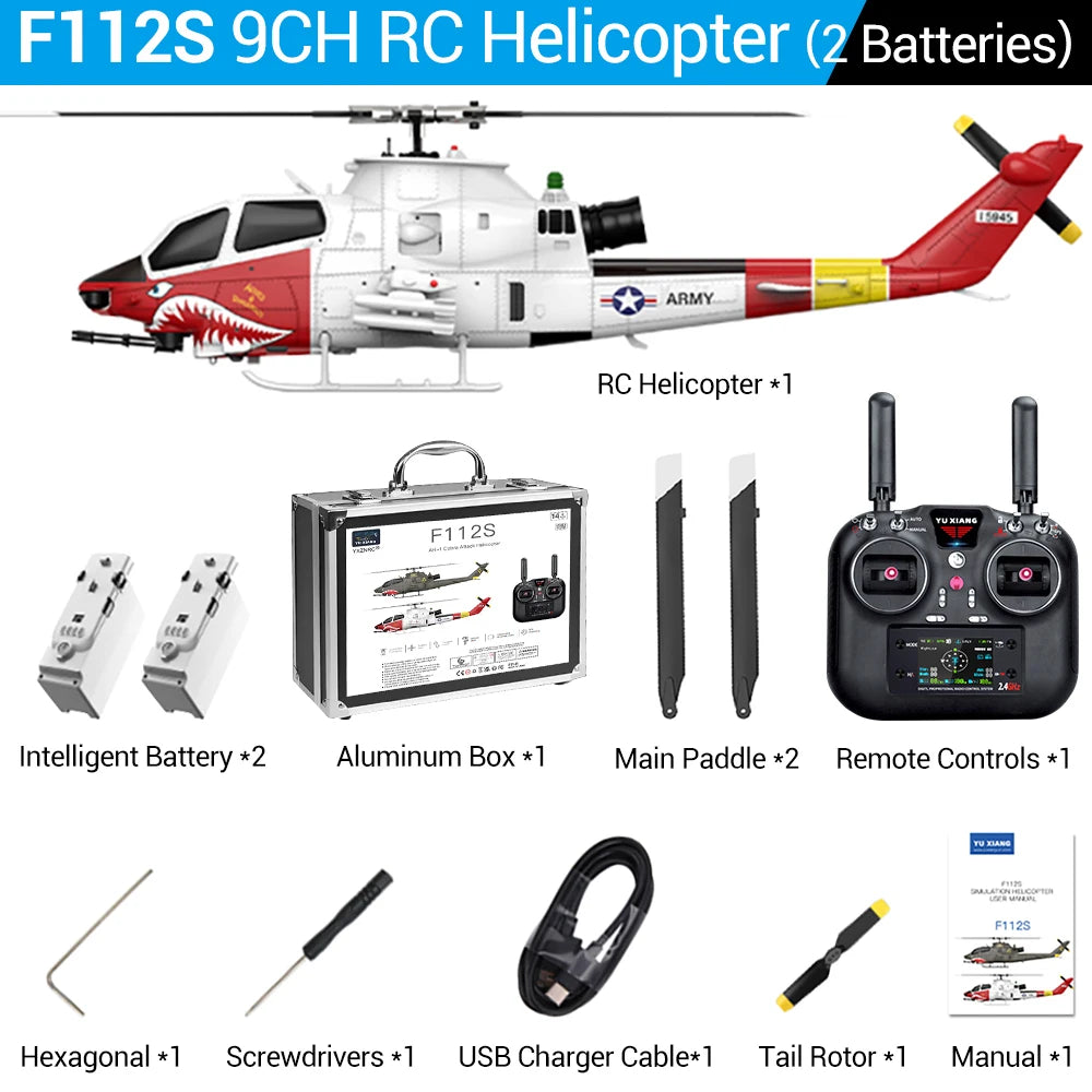 RC Helicopter F112S 9CH Plane 1/32 Brushless 6-axis Gyro GPS Positioning 12min Flight Time with Laser Radar Optical Flow