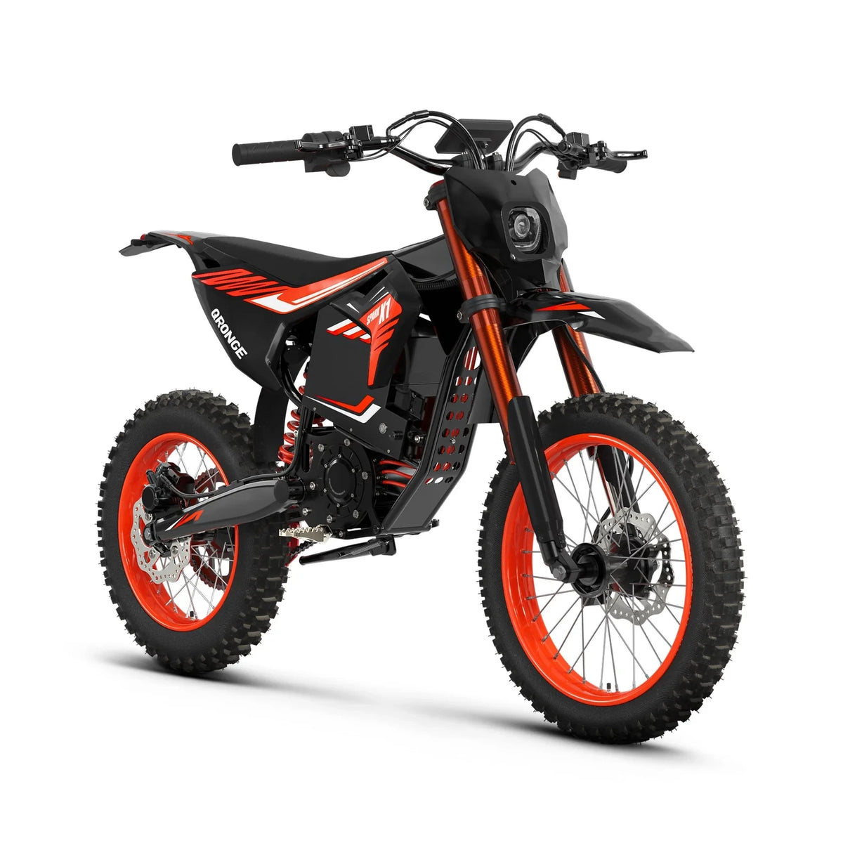 QRONGE X1 Spark Electric Dirt Bike, Electric-Bike with 60V 28.8Ah Battery, 4500W Peak Mid-Drive Motor Electric Motorcycle, Full Suspension, 3 Speed Modes, Mountain Off-Road E-Bike for Adults & Teens 13+ (L)