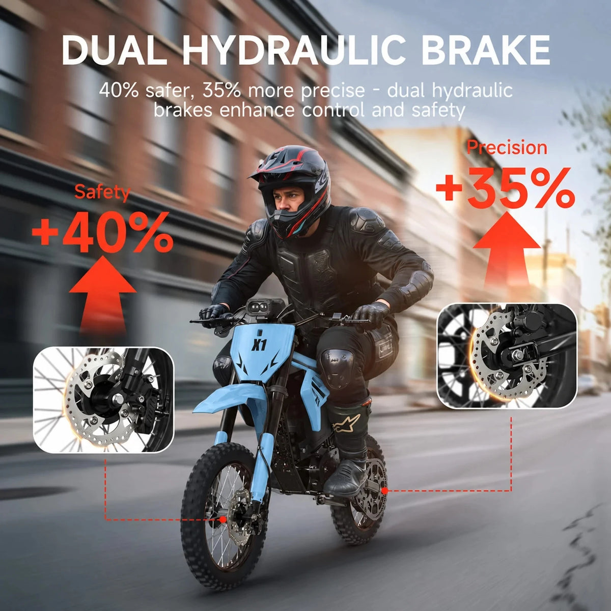 QRONGE X1 Spark Electric Dirt Bike, 60V 28.8Ah Battery, 4500W Peak Motor, 50MPH, 60 Mile Range, 3 Speed Modes, Full Suspension Off-Road E-Bike & Electric Motorcycle for Adults & Teens 13+, 1 Year Warranty