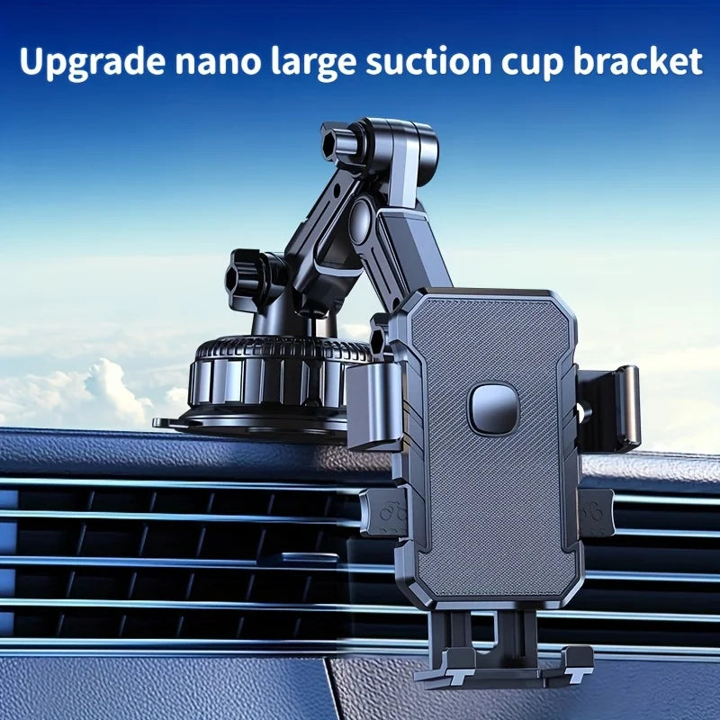 Heavy-Duty Car Phone Mount — Ultra-Strong Suction Cup Installation, 360° Rotation, Compatible with 4–7.5 inch Smartphones, Vibration-Free