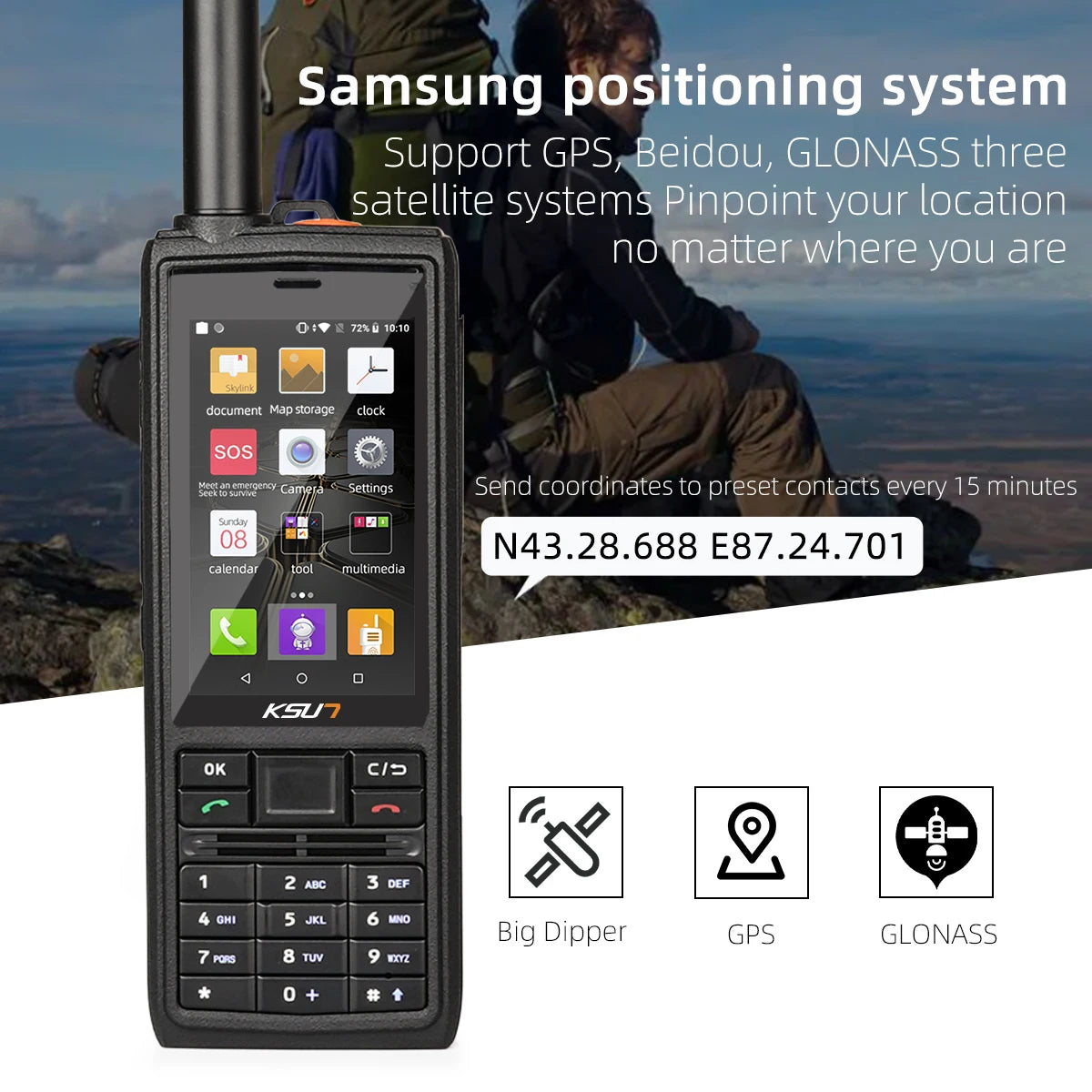 KSUT Satellite Mobile Phone Positioning GPS Beidou GLONASS Satellite Receiver Tian Tong Cell Phone IP68 Walkie Talkie