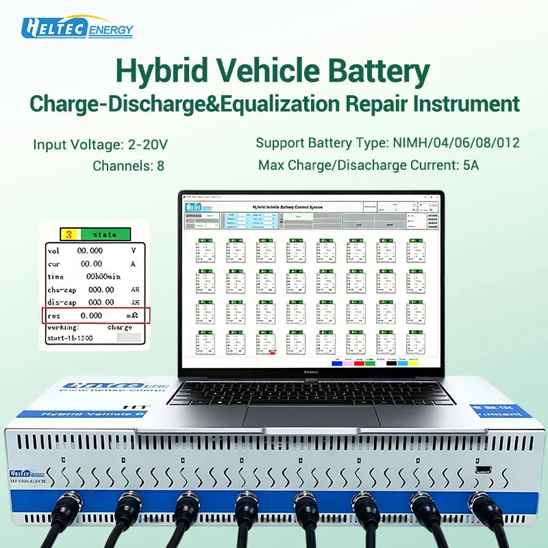 Hybrid Vehicle Battery Charger Discharger Equalizer Repair Machine 5A NIMH Battery Analyzer for Toyota Prius 04/06/08/012 Cells
