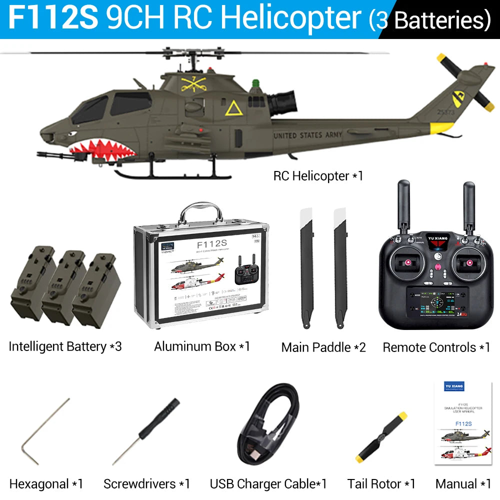 RC Helicopter F112S 9CH Plane 1/32 Brushless 6-axis Gyro GPS Positioning 12min Flight Time with Laser Radar Optical Flow