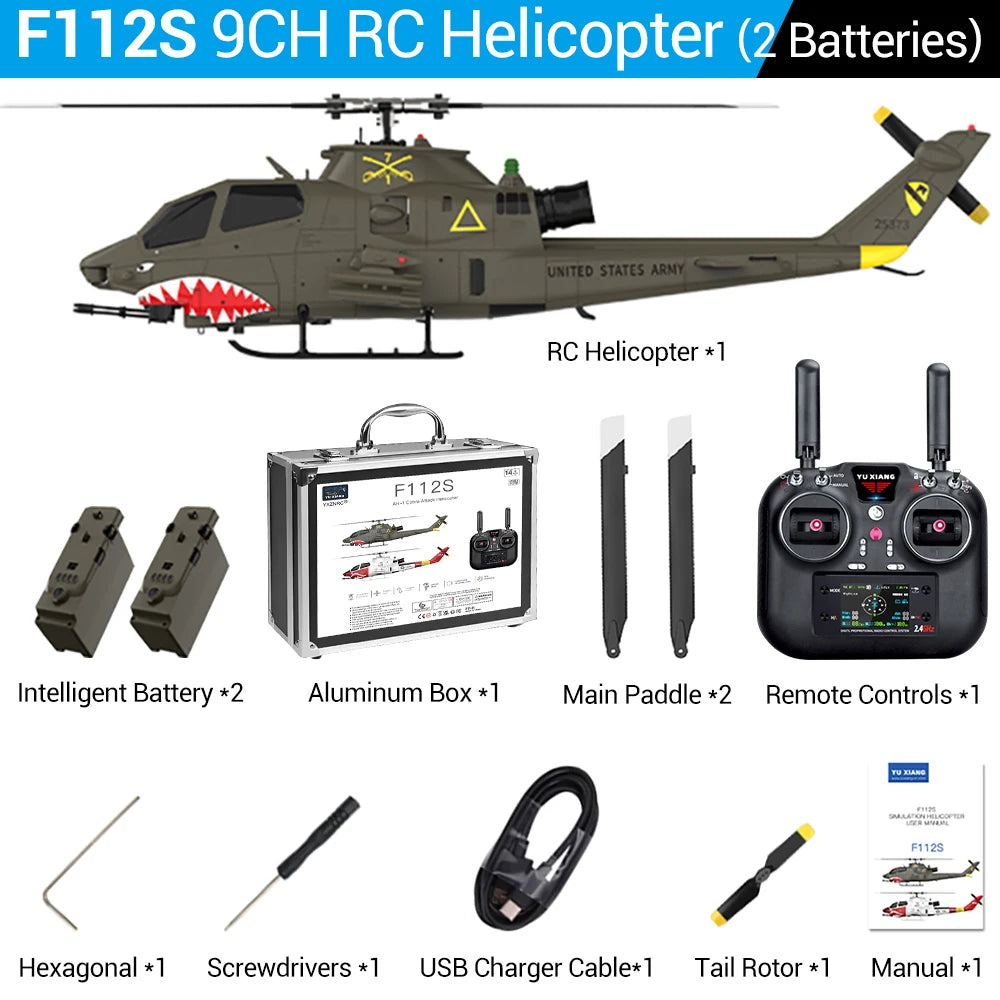 RC Helicopter F112S 9CH Plane 1/32 Brushless 6-axis Gyro GPS Positioning 12min Flight Time with Laser Radar Optical Flow