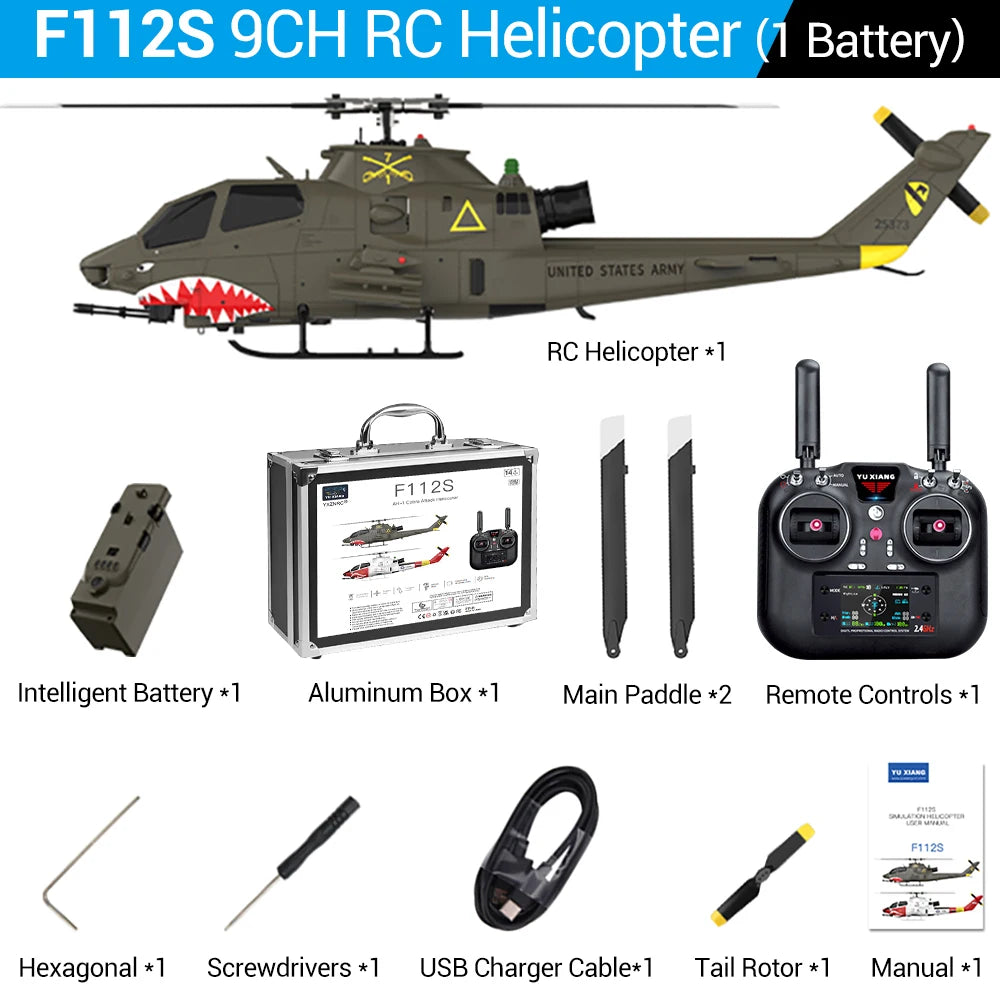 RC Helicopter F112S 9CH Plane 1/32 Brushless 6-axis Gyro GPS Positioning 12min Flight Time with Laser Radar Optical Flow