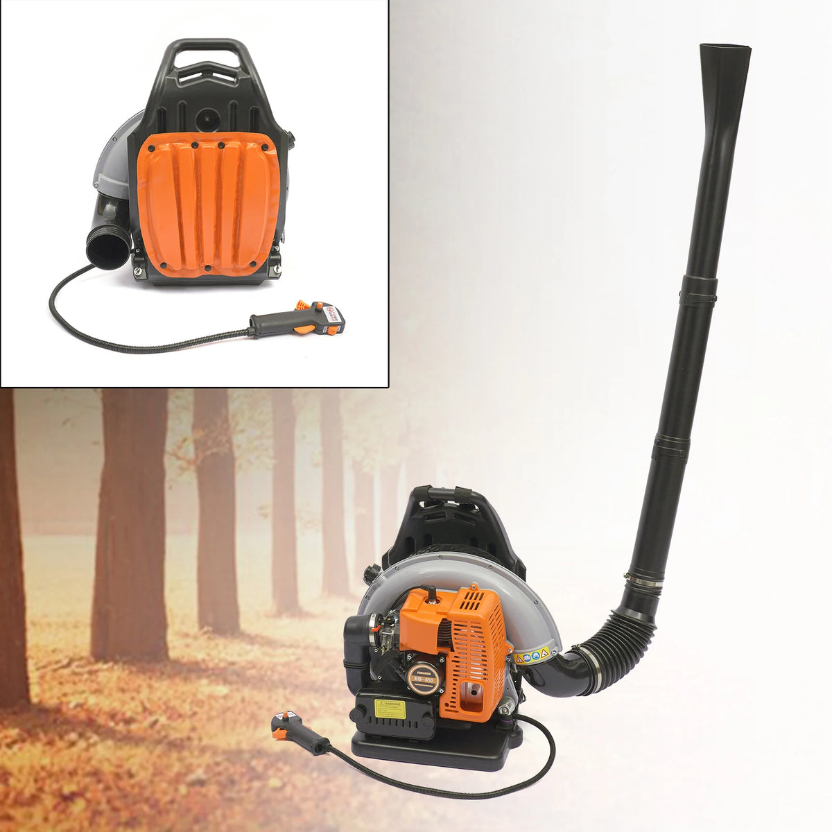 63cc 2-Stroke Gas Backpack Leaf Blower , 2.7KW Air-Cooled , 1.8L Petrol Fuel Tank , 6800r/min Speed , 1080m³/H, 636 CFM/H for Road Sweeping Leaf and Snow Removal