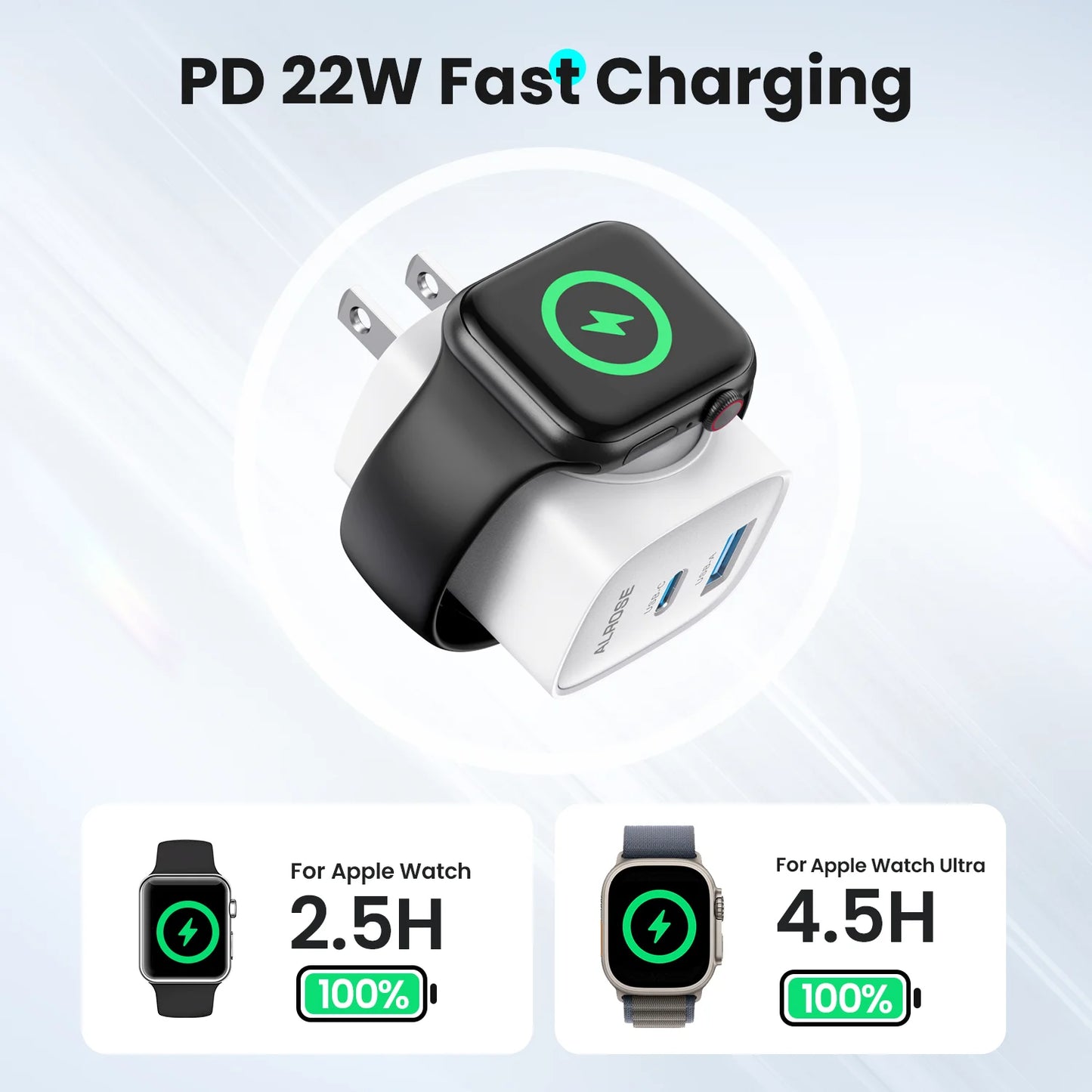 For Apple Watch Charger with 20W Fast Charging Block, 3 in 1 PD USB C Wall Charger Block for iWatch Charger,for iPhone, Ipad