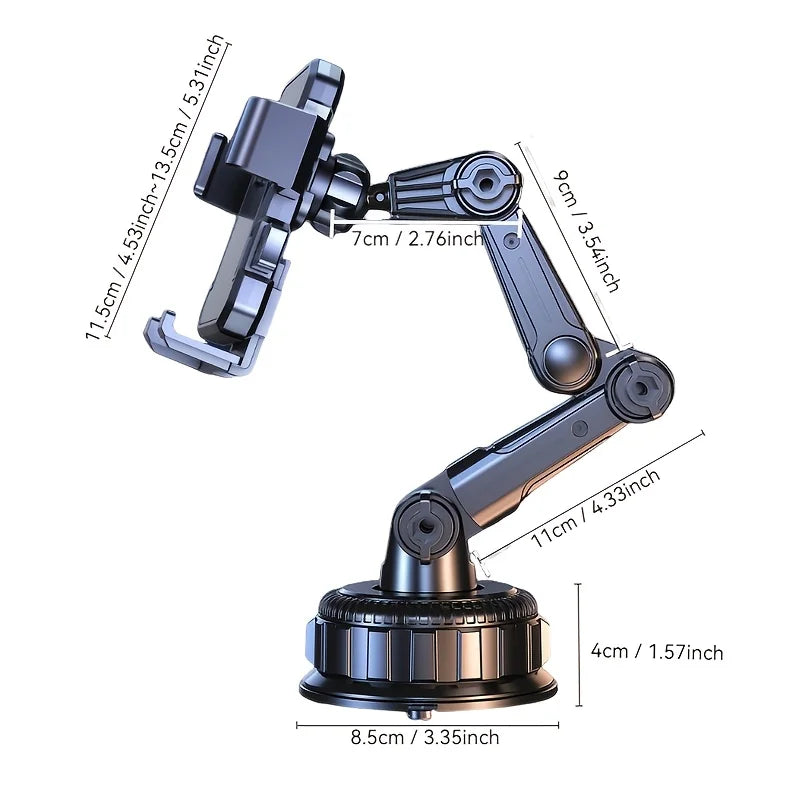 Heavy-Duty Car Phone Mount — Ultra-Strong Suction Cup Installation, 360° Rotation, Compatible with 4–7.5 inch Smartphones, Vibration-Free