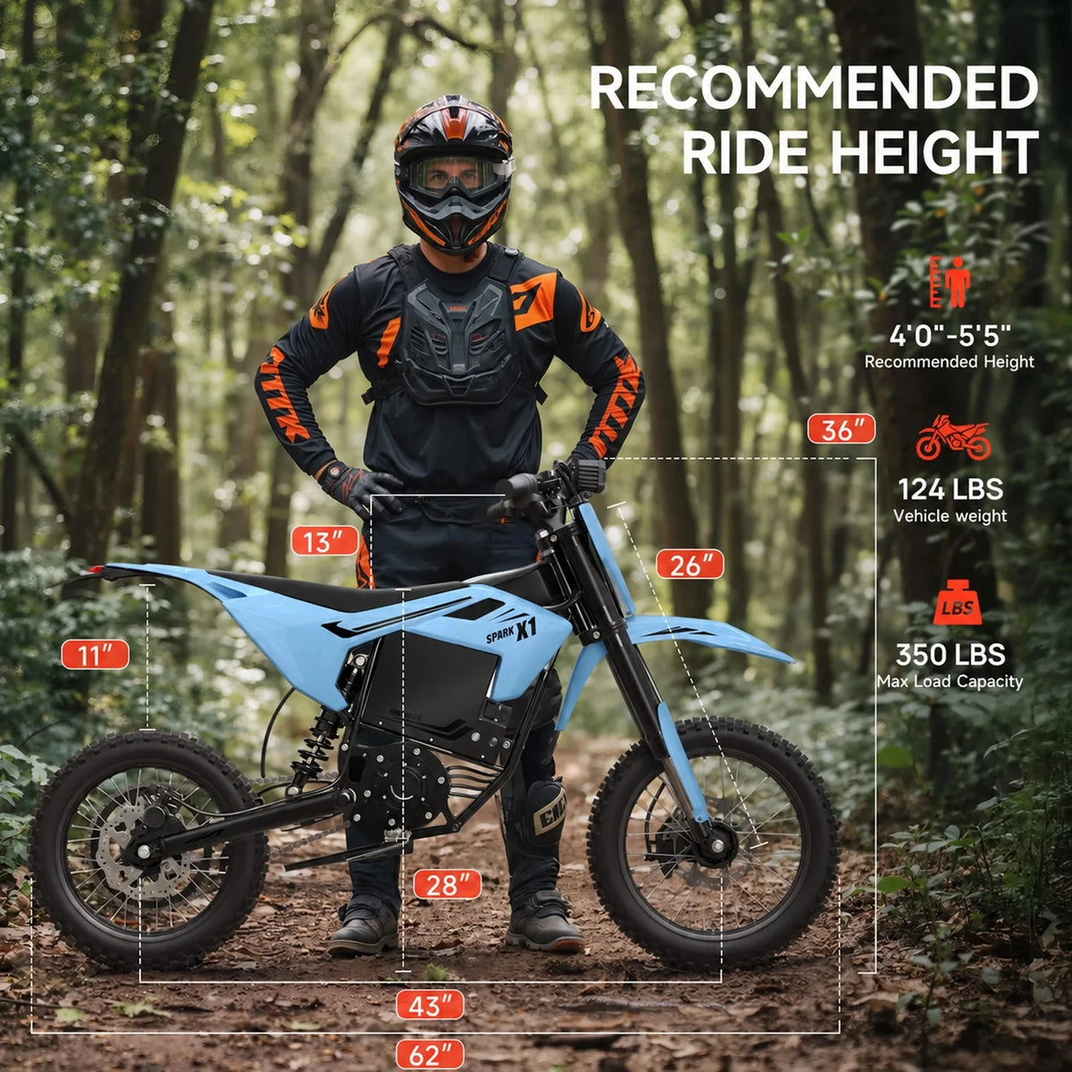 QRONGE X1 Spark Electric Dirt Bike, 60V 28.8Ah Battery, 4500W Peak Motor, 50MPH, 60 Mile Range, 3 Speed Modes, Full Suspension Off-Road E-Bike & Electric Motorcycle for Adults & Teens 13+, 1 Year Warranty