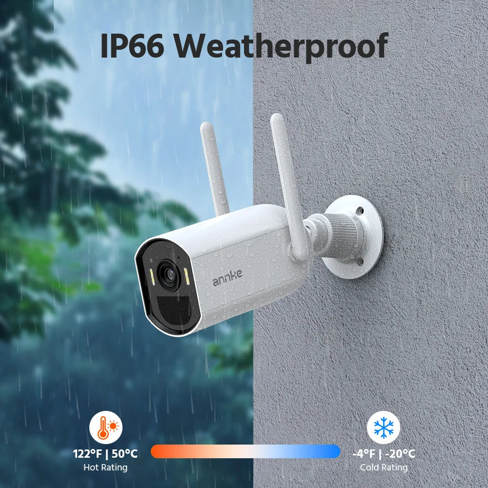ANNKE 4MP Wireless Security Camera Solar Powered Outdoor IP65 4CH NVR 4mm color night vision ,Two-Way Audio ,WiFi6 Dual-Band ,security cameras wireless outdoor,Alexa