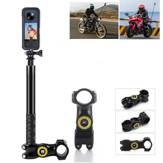 Motorcycle Bike Adjustment Handlebar Mount Invisible Selfie Stick Bicycle Monopod for GoPro 12 Insta360 One R Camera Accessories
Allows for over the rider recording