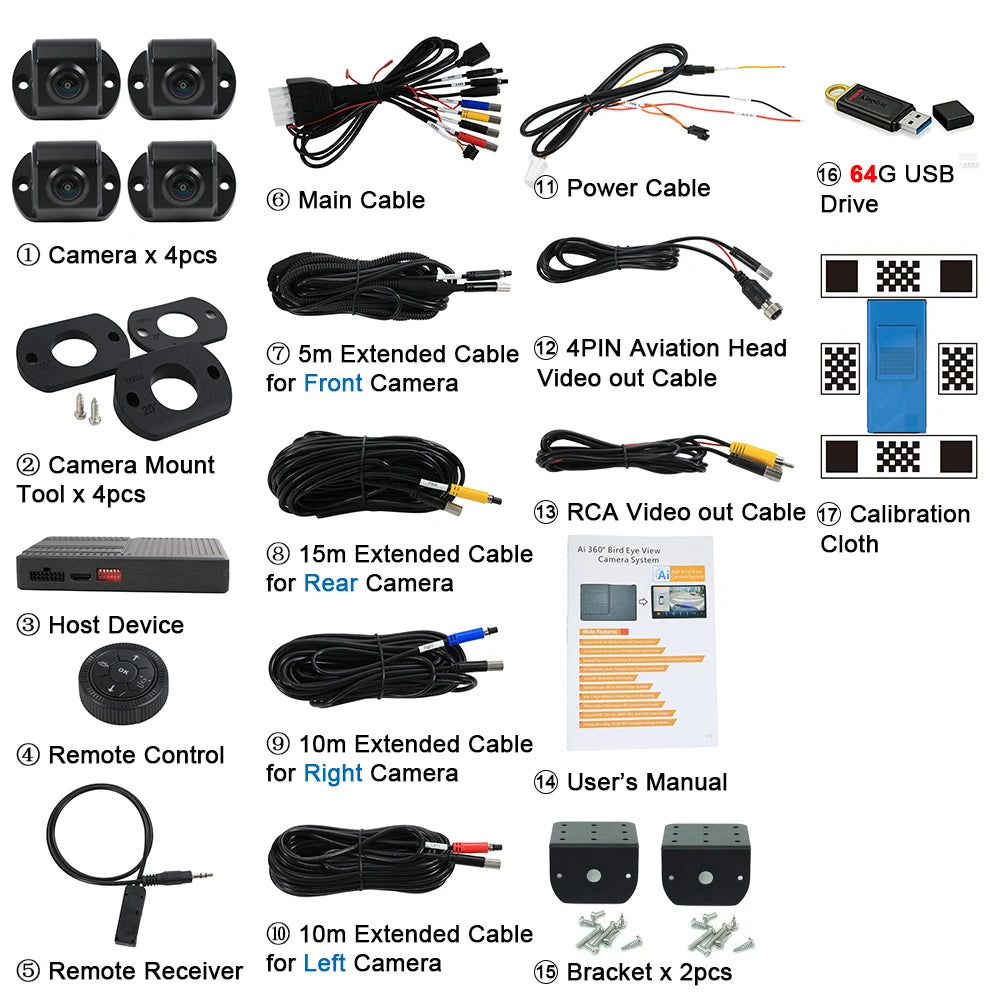 Carsanbo Bus RV Truck Van Ai 360 Panoramic Camera System with 3D Bird Eye View MIS2031 Car Camera DVR Recorder Calibration Cloth