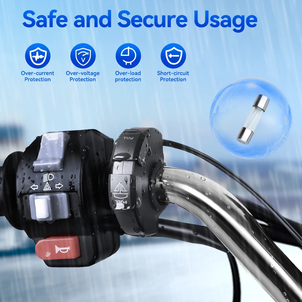 Motorcycle QC3.0 USB Charger Handlebar Fast Charging 12/24V Waterproof Handlebar Mounting Bracket Phone Chargers For Moto Bike