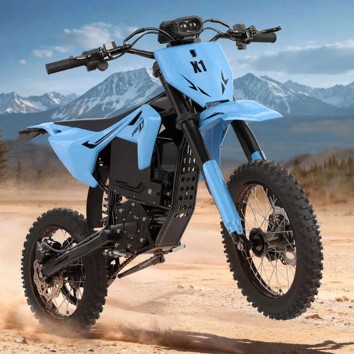 QRONGE X1 Spark Electric Dirt Bike, 60V 28.8Ah Battery, 4500W Peak Motor, 50MPH, 60 Mile Range, 3 Speed Modes, Full Suspension Off-Road E-Bike & Electric Motorcycle for Adults & Teens 13+, 1 Year Warranty